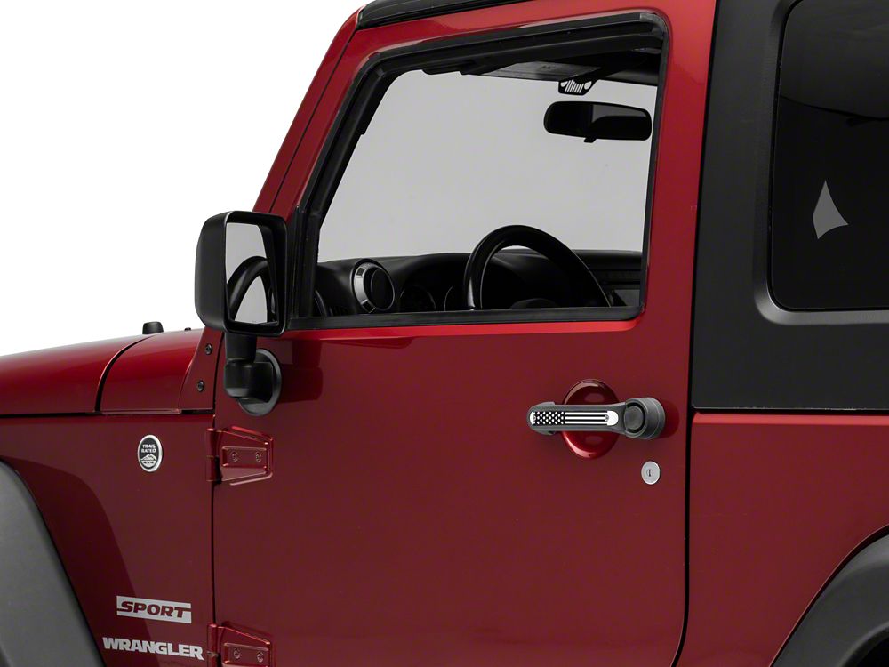 RedRock Old Glory Door Handle Inserts; Black and White (07-18 Jeep Wrangler JK 2-Door)