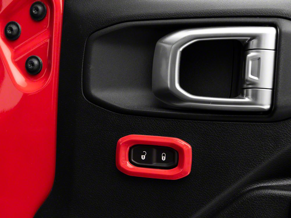 RedRock Door Lock Trim Bezels; Red (18-25 Jeep Wrangler JL)