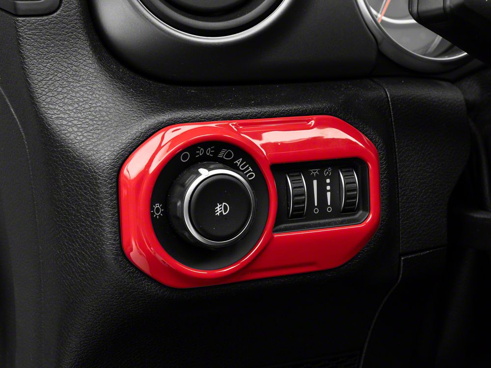 RedRock Headlight Switch Trim; Red (18-25 Jeep Wrangler JL)