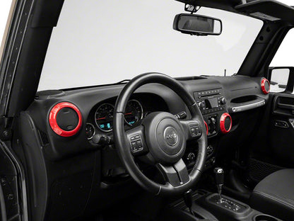 RedRock Air Conditioning Vent Trim Rings; Red (07-18 Jeep Wrangler JK)