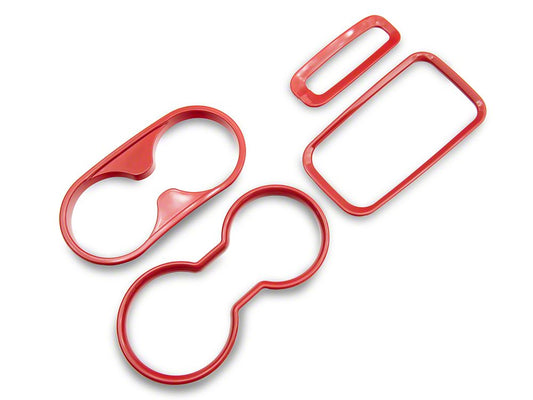 RedRock Shifter and Cup Holder Bezel Trim Set; Red (11-18 Jeep Wrangler JK w/ Automatic Transmission)