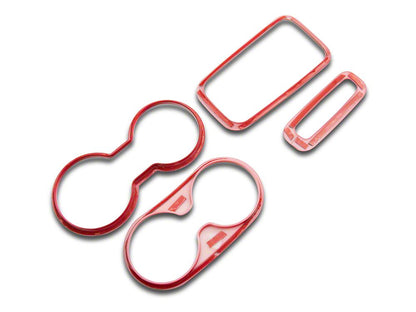 RedRock Shifter and Cup Holder Bezel Trim Set; Red (11-18 Jeep Wrangler JK w/ Automatic Transmission)