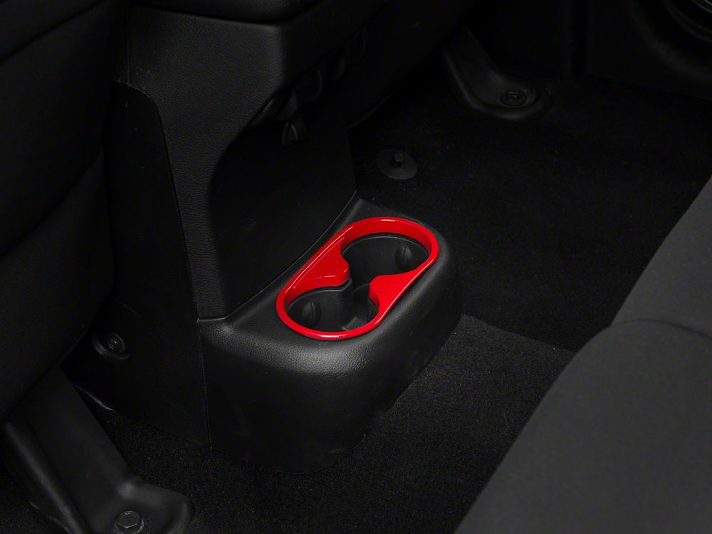 RedRock Shifter and Cup Holder Bezel Trim Set; Red (11-18 Jeep Wrangler JK w/ Automatic Transmission)