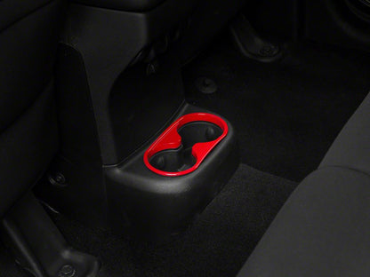 RedRock Shifter and Cup Holder Bezel Trim Set; Red (11-18 Jeep Wrangler JK w/ Automatic Transmission)