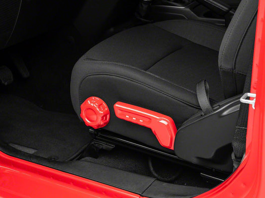 RedRock Driver Side Seat Height and Lumbar Adjustment Covers; Red (18-25 Jeep Wrangler JL)
