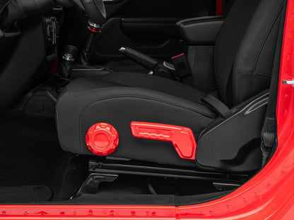 RedRock Driver Side Seat Height and Lumbar Adjustment Covers; Red (18-25 Jeep Wrangler JL)