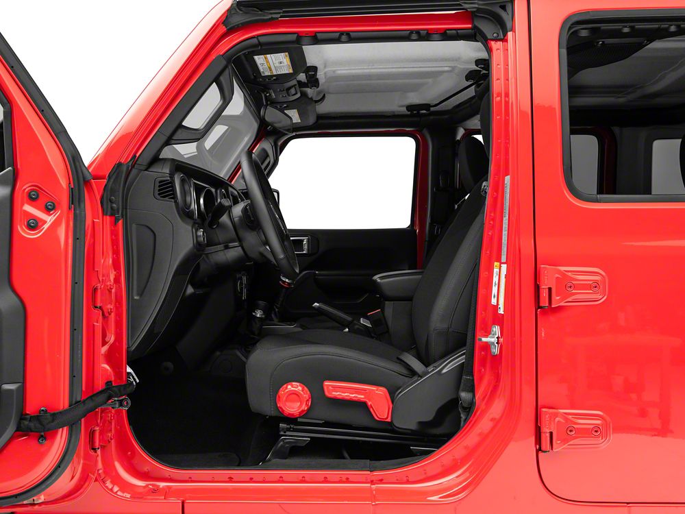 RedRock Driver Side Seat Height and Lumbar Adjustment Covers; Red (18-25 Jeep Wrangler JL)