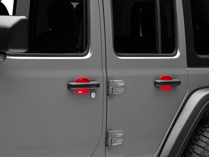 RedRock Exterior Door Handle Guards; Red (18-25 Jeep Wrangler JL)