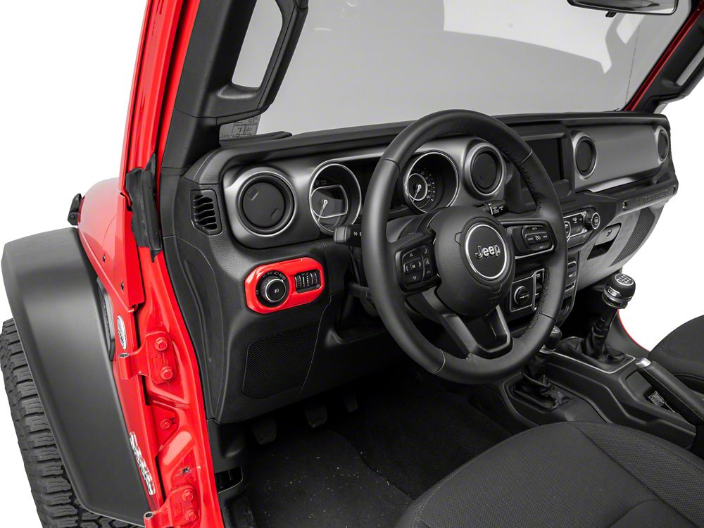 RedRock Headlight Switch Trim; Red (18-25 Jeep Wrangler JL)