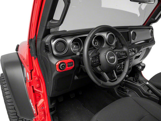 RedRock Headlight Switch Trim; Red (18-25 Jeep Wrangler JL)