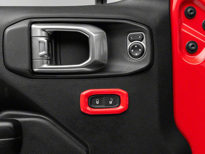 RedRock Door Lock Switch Trim; Red (18-25 Jeep Wrangler JL)