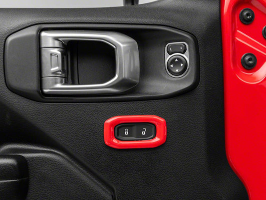 RedRock Door Lock Switch Trim; Red (18-25 Jeep Wrangler JL)