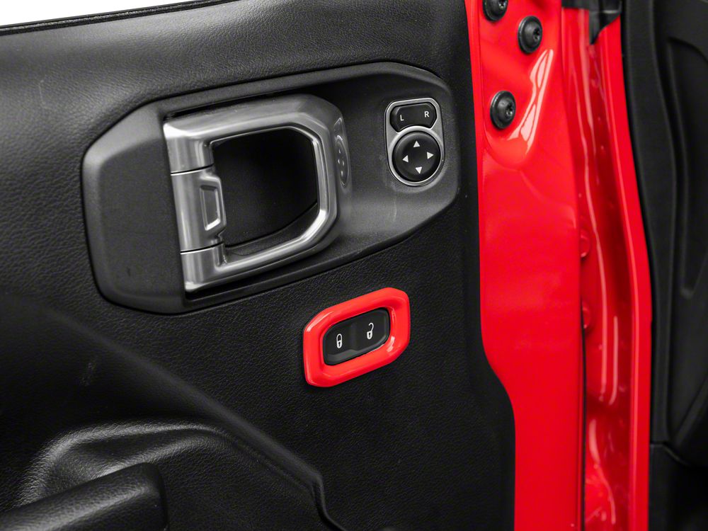 RedRock Door Lock Switch Trim; Red (18-25 Jeep Wrangler JL)