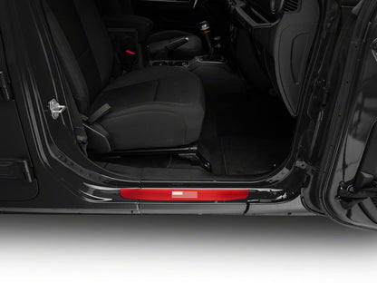 RedRock Door Sill Entry Guards with Flag; Red (18-25 Jeep Wrangler JL 4-Door)