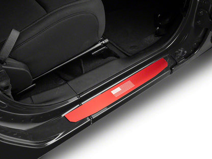 RedRock Door Sill Entry Guards with Flag; Red (18-25 Jeep Wrangler JL 4-Door)