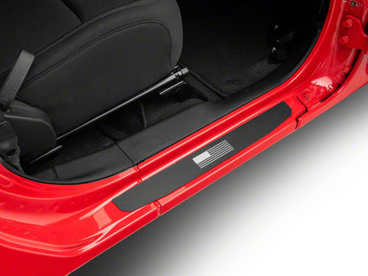 RedRock Door Sill Entry Guards with Flag; Black (18-25 Jeep Wrangler JL 4-Door)