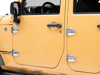 RedRock Door Hinge Covers; Chrome (07-18 Jeep Wrangler JK)