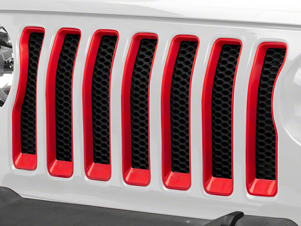 RedRock Grille Inserts; Red (18-23 Jeep Wrangler JL w/o TrailCam, Excluding Rubicon & Sahara)