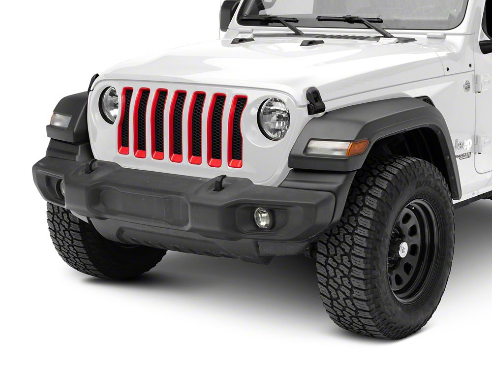 RedRock Grille Inserts; Red (18-23 Jeep Wrangler JL w/o TrailCam, Excluding Rubicon & Sahara)