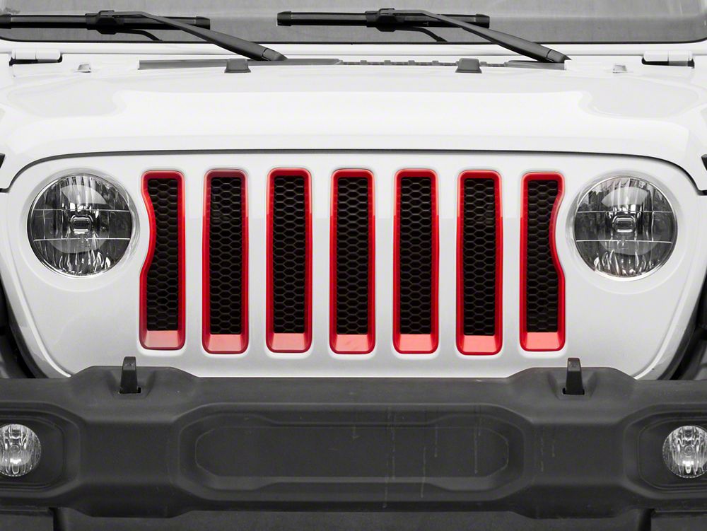 RedRock Grille Inserts; Red (18-23 Jeep Wrangler JL w/o TrailCam, Excluding Rubicon & Sahara)