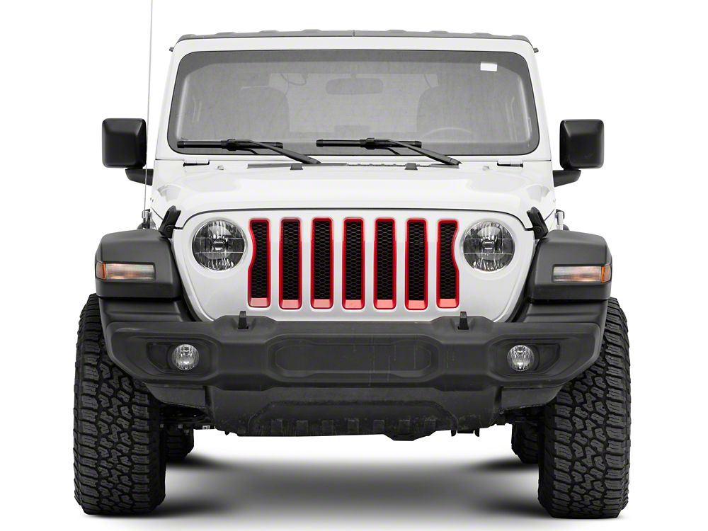 RedRock Grille Inserts; Red (18-23 Jeep Wrangler JL w/o TrailCam, Excluding Rubicon & Sahara)