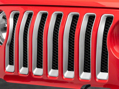 RedRock Grille Inserts; Silver (18-23 Jeep Wrangler JL w/o TrailCam)