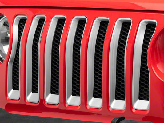 RedRock Grille Inserts; Silver (18-23 Jeep Wrangler JL w/o TrailCam)