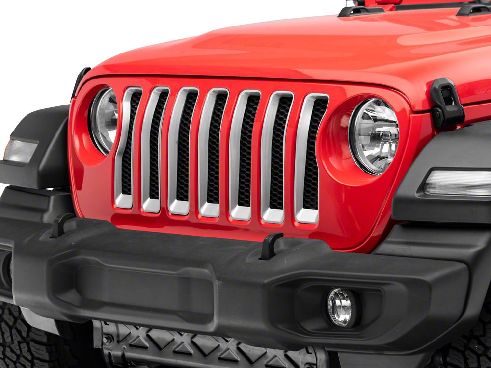 RedRock Grille Inserts; Silver (18-23 Jeep Wrangler JL w/o TrailCam)