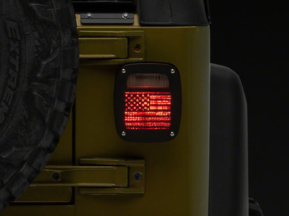 RedRock Tail Light Covers; Old Glory (97-06 Jeep Wrangler TJ)