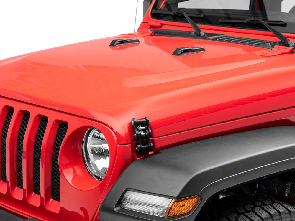 RedRock Billet Aluminum Hood Catch Set; Black (07-25 Jeep Wrangler JK & JL)