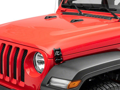 RedRock Billet Aluminum Hood Catch Set; Black (07-25 Jeep Wrangler JK & JL)