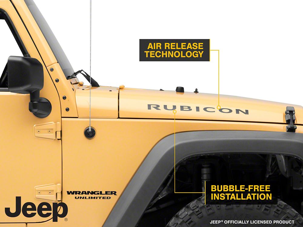 Jeep Licensed by RedRock Rubicon Hood Logo; Matte Black (07-18 Jeep Wrangler JK)