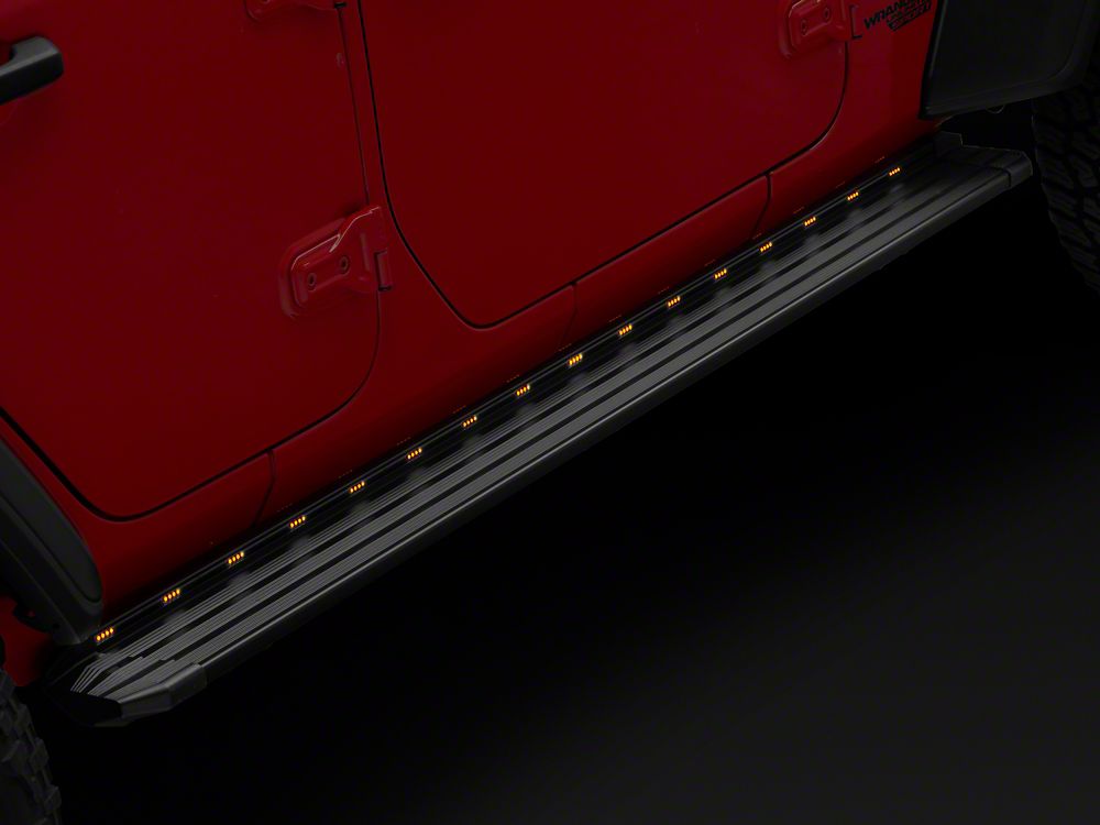 RedRock Aluminum Side Step Bars with LED Running Lights, Sequential Signals and Step Lights (18-25 Jeep Wrangler JL 4-Door)