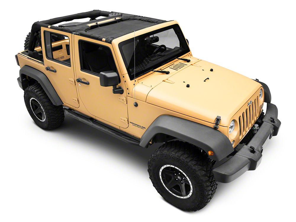 RedRock Mesh Sun Shade; Front; Black (07-18 Jeep Wrangler JK)