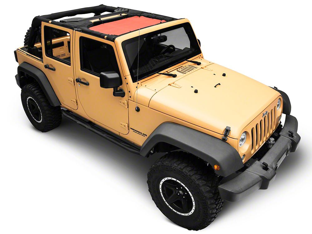 RedRock Mesh Sun Shade; Front; Red (07-18 Jeep Wrangler JK)