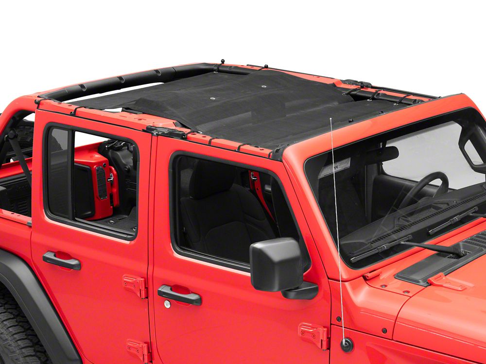 RedRock Full Length Mesh Sun Shade; Black (18-23 Jeep Wrangler JL)