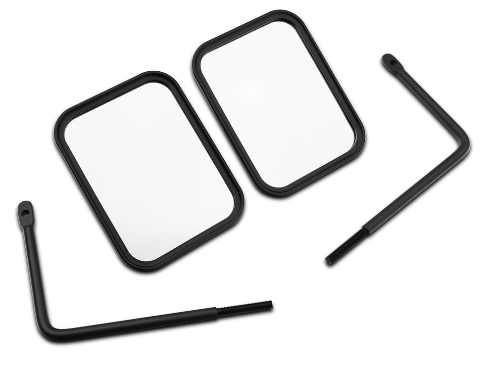 Jeep Licensed by RedRock Rectangular Adventure Mirrors with Embossed Jeep Logo; Textured Black (76-25 Jeep CJ7, Wrangler YJ, TJ, JK & JL)