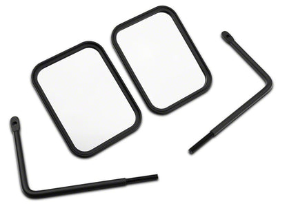 Jeep Licensed by RedRock Rectangular Adventure Mirrors with Embossed Jeep Logo; Textured Black (76-25 Jeep CJ7, Wrangler YJ, TJ, JK & JL)