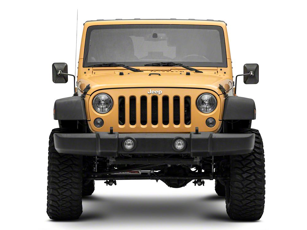 Jeep Licensed by RedRock Rectangular Adventure Mirrors with Embossed Jeep Logo; Textured Black (76-25 Jeep CJ7, Wrangler YJ, TJ, JK & JL)