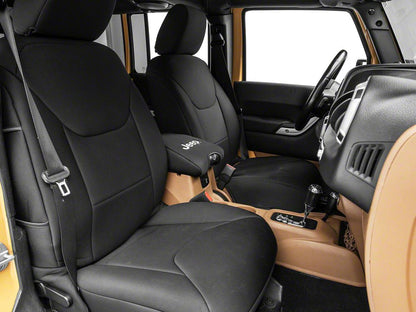 Jeep Licensed by RedRock Neoprene Center Console Arm Rest Cover with Jeep Logo; Black (11-18 Jeep Wrangler JK)
