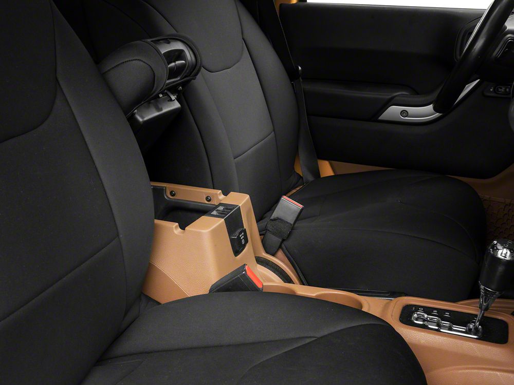 Jeep Licensed by RedRock Neoprene Center Console Arm Rest Cover with Jeep Logo; Black (11-18 Jeep Wrangler JK)