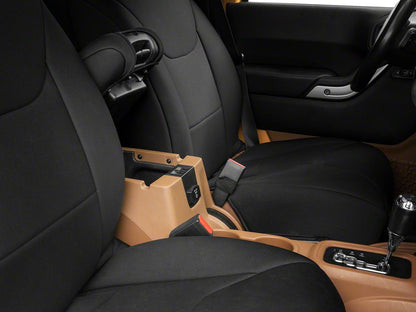 Jeep Licensed by RedRock Neoprene Center Console Arm Rest Cover with Jeep Logo; Black (11-18 Jeep Wrangler JK)