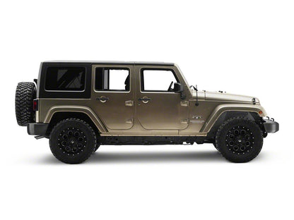 Jeep Licensed by RedRock Aluminum Inner Fender Liners with Jeep Logo; Front; Textured Black (07-18 Jeep Wrangler JK)