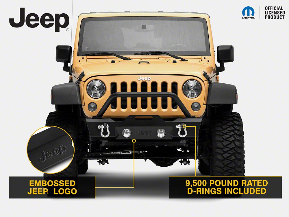 Jeep Licensed by RedRock Stubby Front Winch Bumper with Jeep Logo (07-18 Jeep Wrangler JK)