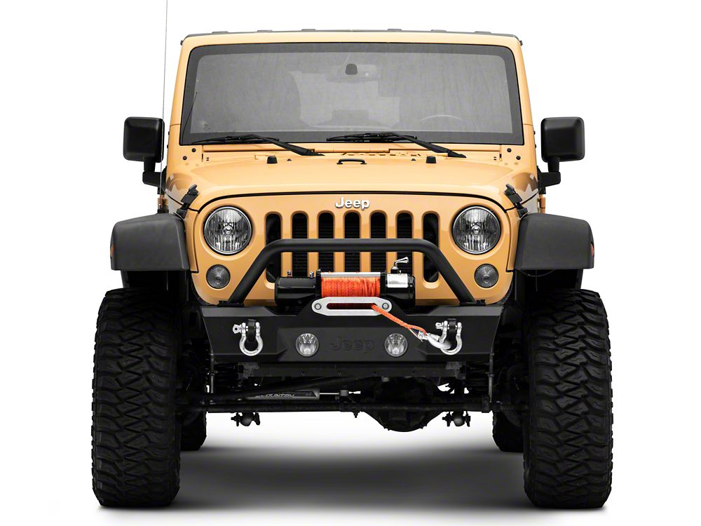 Jeep Licensed by RedRock Stubby Front Winch Bumper with Jeep Logo (07-18 Jeep Wrangler JK)