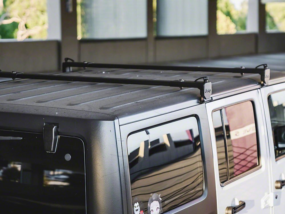 Jeep Licensed by RedRock Two Bar Removable Roof Rack with Jeep Logo (07-18 Jeep Wrangler JK 4-Door)