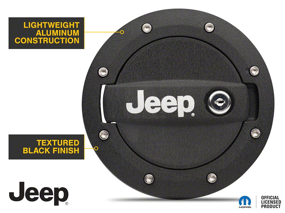 Jeep Licensed by RedRock Locking Fuel Door with Printed Jeep Logo (07-18 Jeep Wrangler JK)