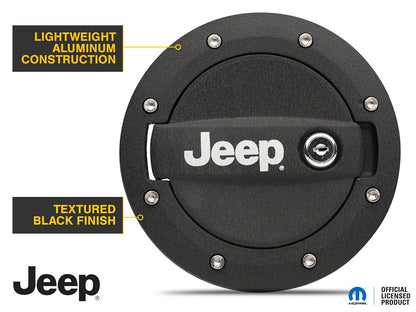 Jeep Licensed by RedRock Locking Fuel Door with Printed Jeep Logo (07-18 Jeep Wrangler JK)