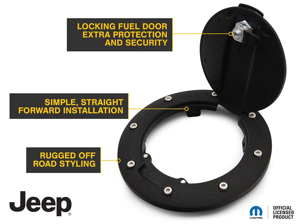 Jeep Licensed by RedRock Locking Fuel Door with Printed Jeep Logo (07-18 Jeep Wrangler JK)