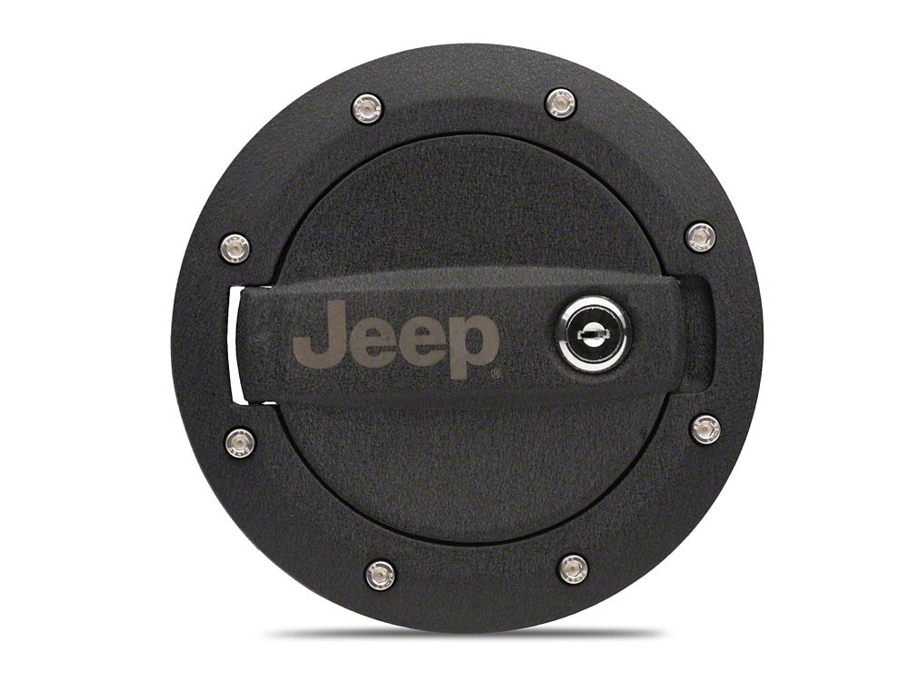 Jeep Licensed by RedRock Locking Fuel Door with Engraved Jeep Logo (07-18 Jeep Wrangler JK)